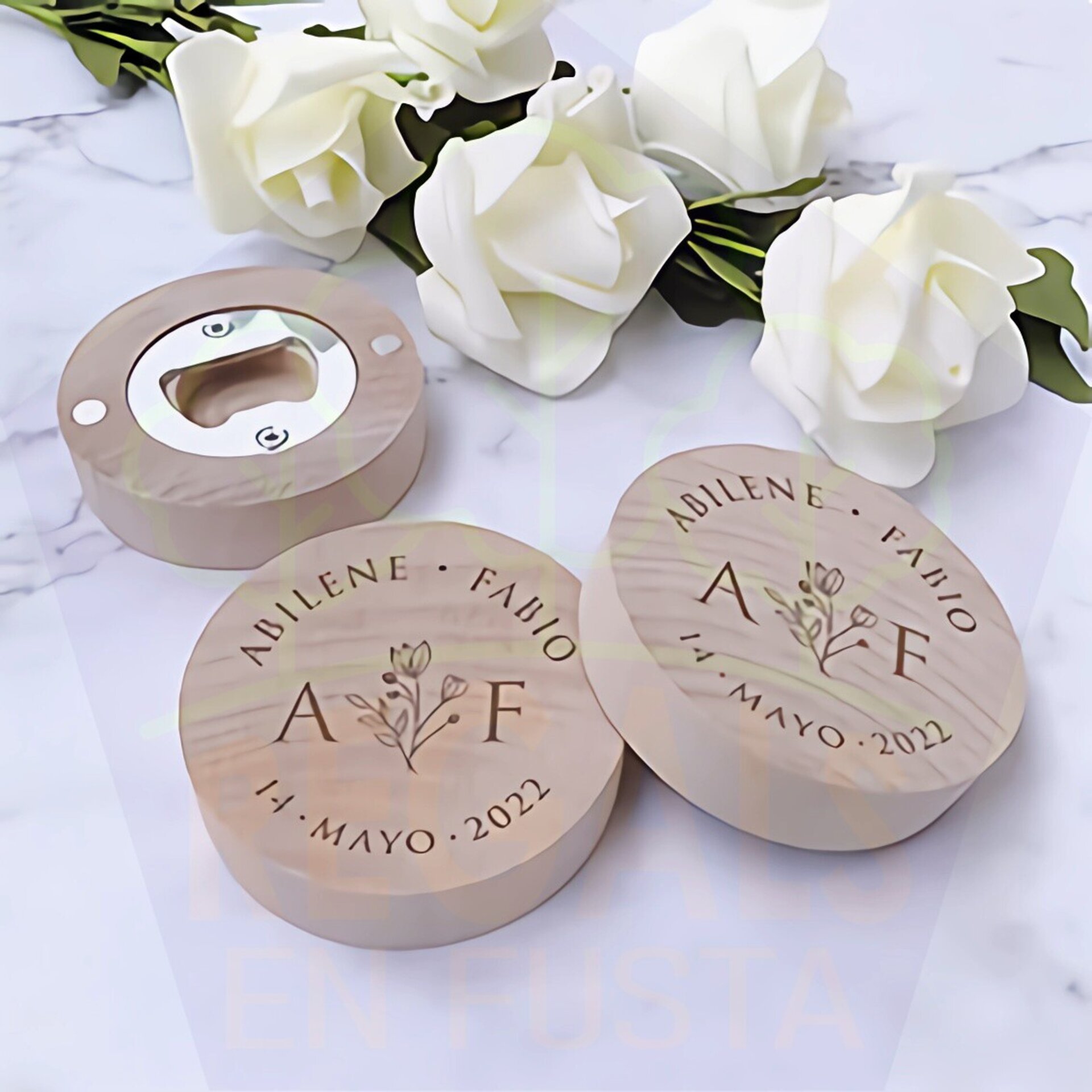 Abridor de madera con imán personalizados - 4