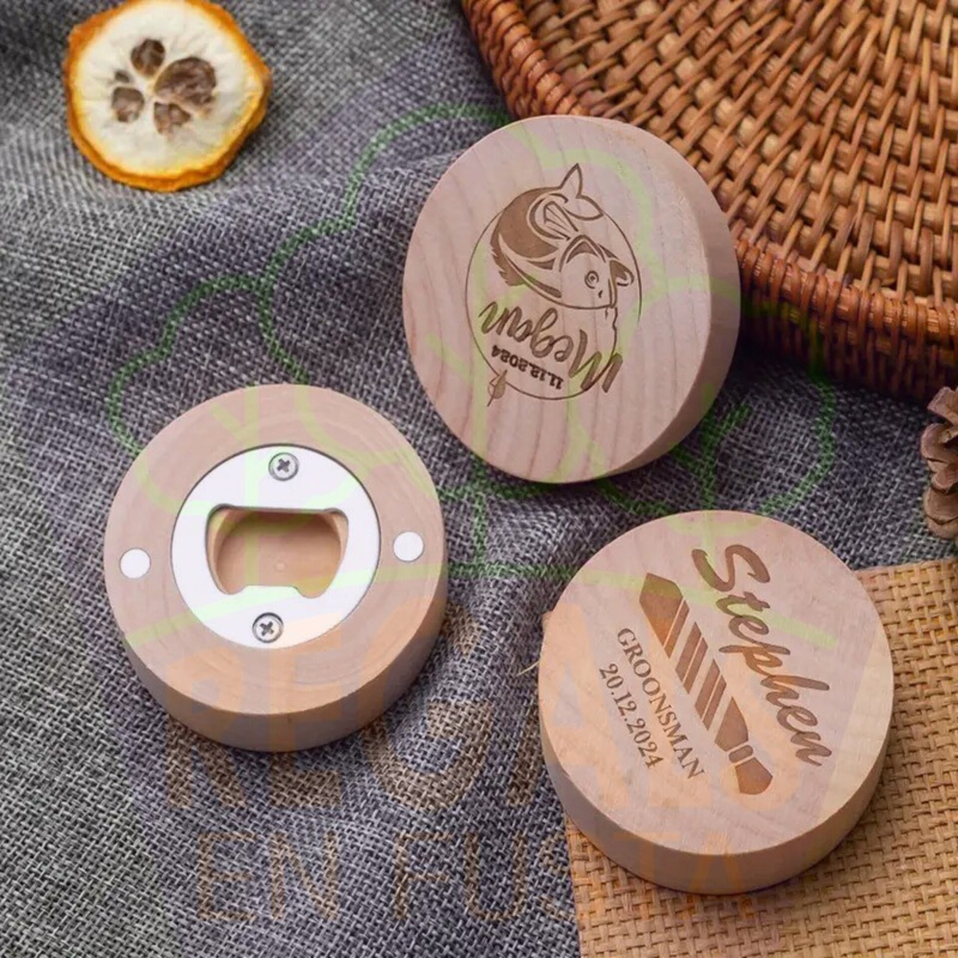 Abridor de madera con imán personalizados - 2